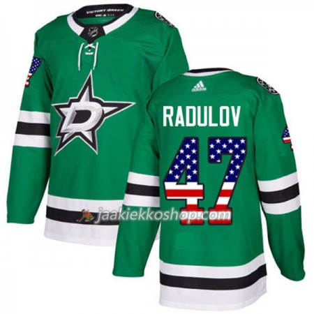 Miehille NHL Dallas Stars Pelipaita Alexander Radulov 47 Adidas 2017-2018 Kelly Vihreä USA Flag Fashion Authentic